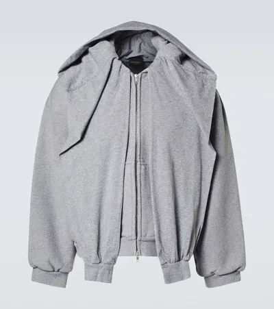 Balenciaga Incognito Deconstructed Cotton Jersey Hoodie In Grey