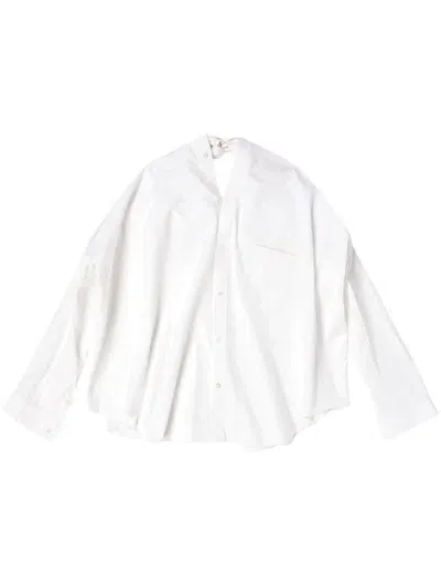 Balenciaga Knot-detail Long-sleeved Shirt In White