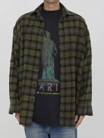 Balenciaga Layered Paris Liberty Shirt In Brown