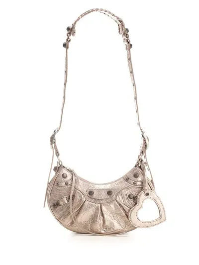 Balenciaga Le Cagole Metallic Xs Shoulder Bag In Gold