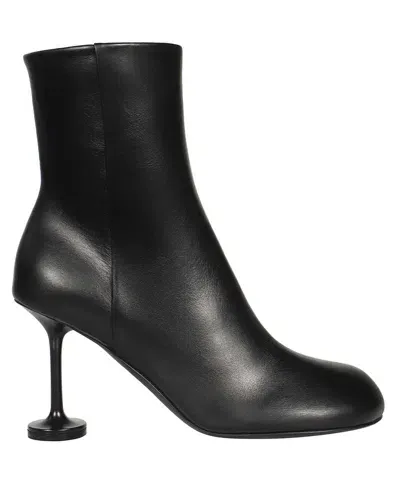 Balenciaga Leather Ankle Boots In Black