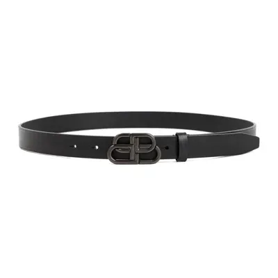 Balenciaga Leather Bb Belt In Black