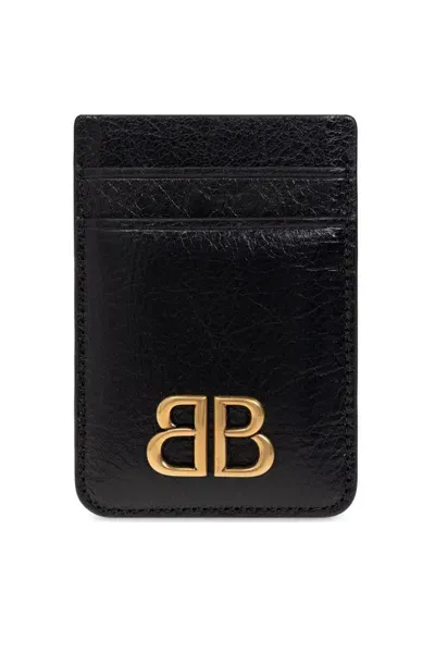 Balenciaga Leather Card Holder In Black