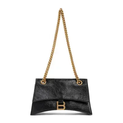 Balenciaga Crush Chain Leather Shoulder Bag In Black