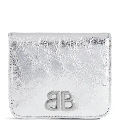 Balenciaga Leather Monaco Wallet In Gray