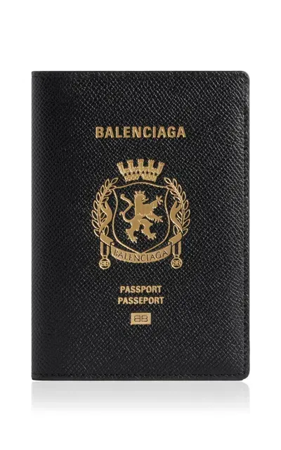 Balenciaga Leather Passport Holder In Black