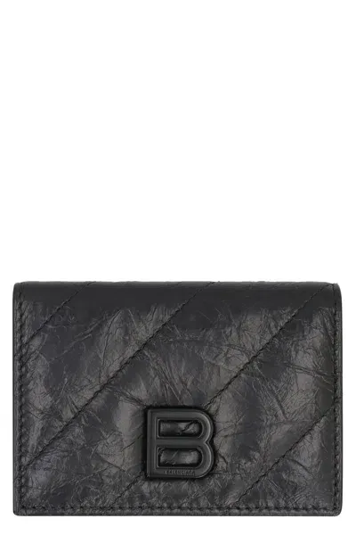 Balenciaga Leather Wallet In Black