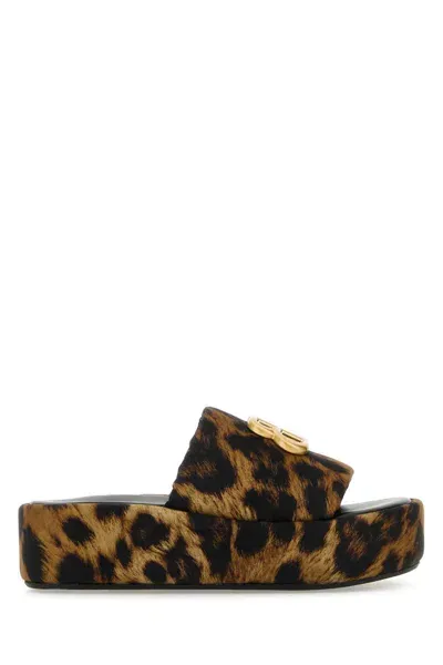 Balenciaga Leopard Print Sandals In Brown