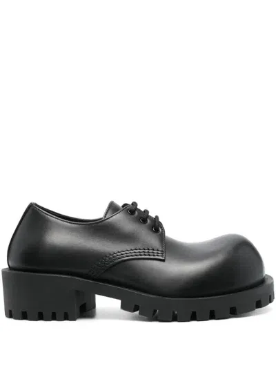 Balenciaga Tractor Leather Loafers In Black