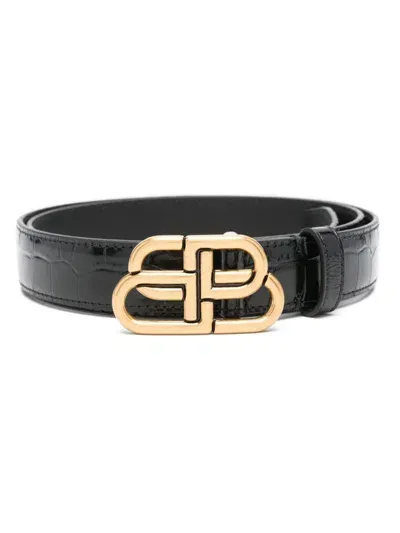 Balenciaga Logo-buckle Belt In Black