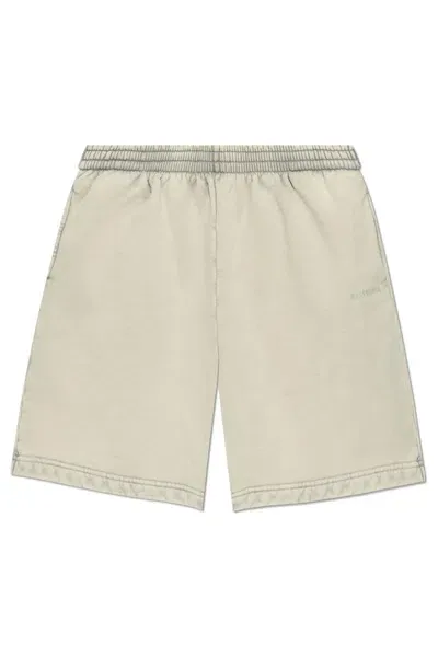 Balenciaga Logo Embroidered Track Shorts In Beige