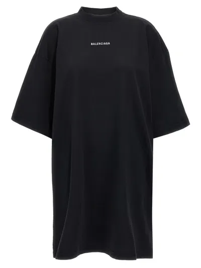 Balenciaga Logo Embroidery Dress Dresses In Black