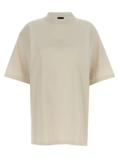 Balenciaga Logo Embroidery T-shirt In Cream