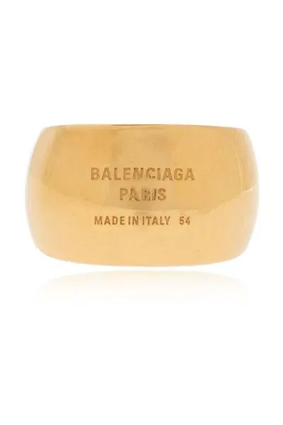 Balenciaga Logo-engraved Ring In Gold