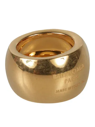 Balenciaga Logo Engraved Ring In Gold