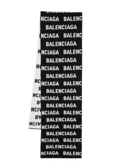 Balenciaga Logo Intarsia Scarf In Black