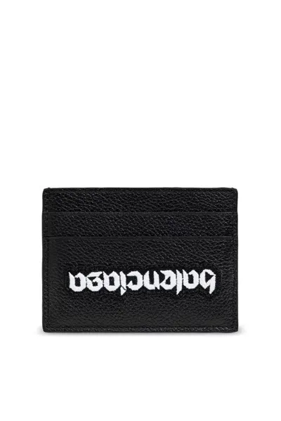 Balenciaga Logo Patch Card Holder In Black