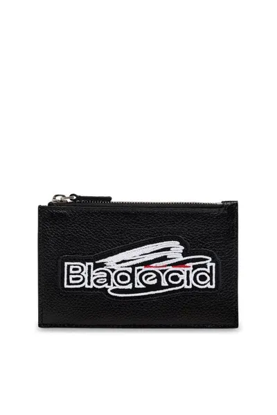 Balenciaga Logo Patch Zipped Card Holder In Black