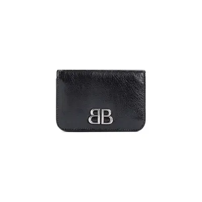 Balenciaga Logo Plaque Wallet In Black