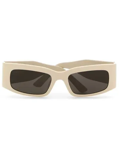 Balenciaga Logo-print Rectangle-frame Sunglasses In Neutrals