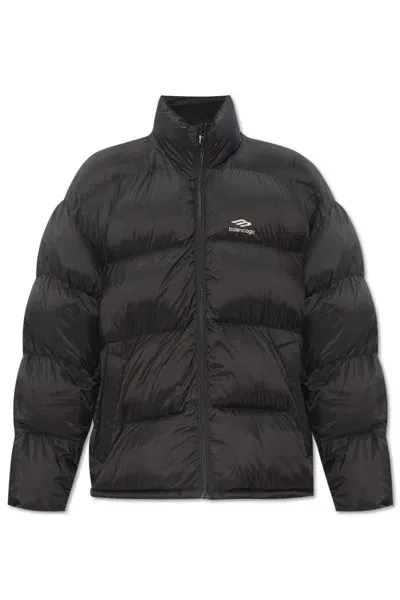 Balenciaga Logo Printed Puffer Jacket In Black