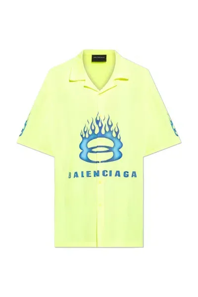 Balenciaga Logo Printed Short In Green