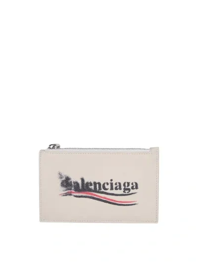 Balenciaga Logo Printed Zipped Cardholder In Black