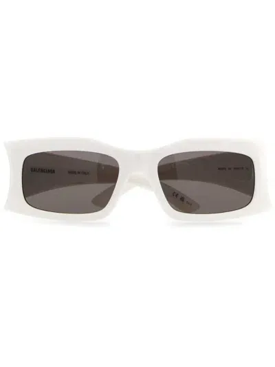 Balenciaga Logo Rectangle-framed Sunglasses In White