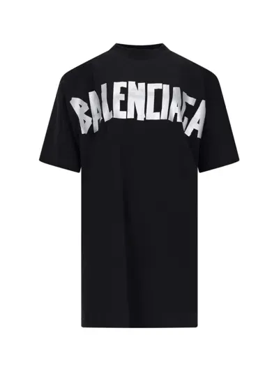 Balenciaga Logo T-shirt Dress In Black