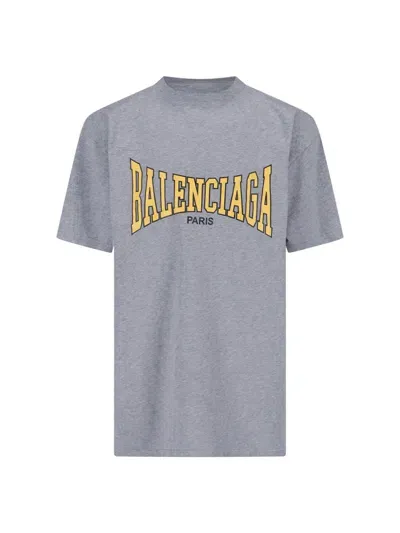 Balenciaga Logo T-shirt In Grey