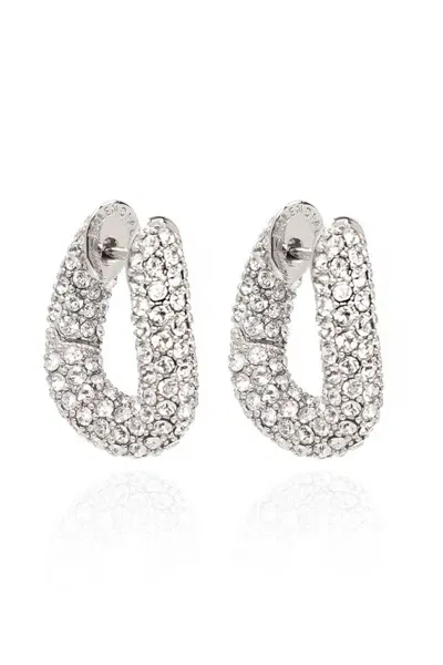 Balenciaga Loop Dot Hoop Earrings In Silver