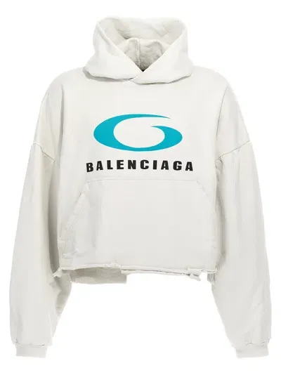 Balenciaga Loop Sports Icon Cropped Hoodie In White