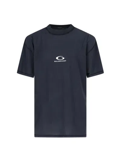 Balenciaga "loop Sports Icon" Logo T-shirt In Faded Washed Black