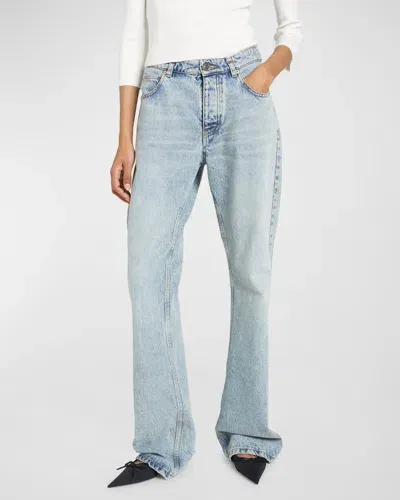 Balenciaga Low Waist Straight Pants In Iced Blue