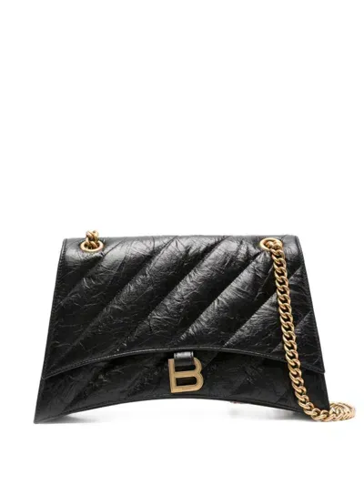 Balenciaga Medium Crush Chain  Bags In Black