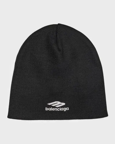 Balenciaga Men's 3b Sports Icon Skiwear Beanie Hat In Black