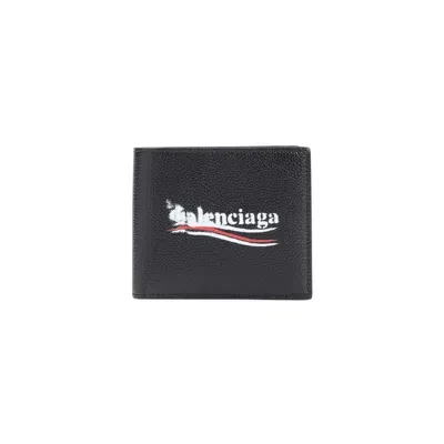 Balenciaga Men's Cash Square Folded Wallet In Black