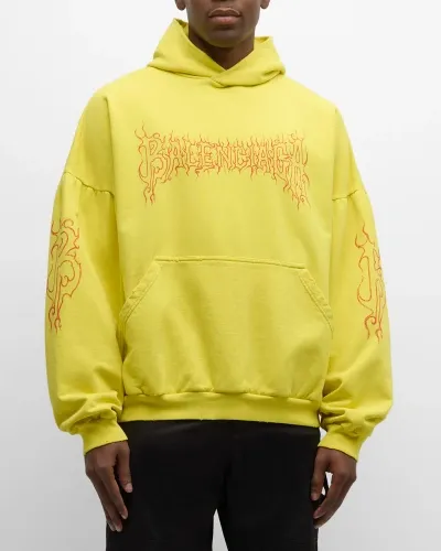 Balenciaga Men's Darkwave Oversized Hoodie In 7175 Yellow/red