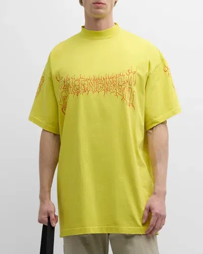 Balenciaga Men's Darkwave Oversized T-shirt In 7175 Yellow/red