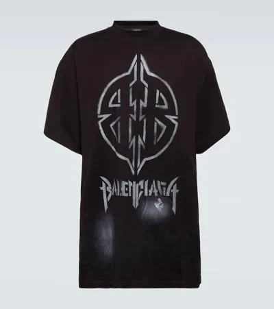 Balenciaga Metal Bb Stencil Vintage Cotton T-shirt In Black