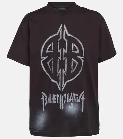 Balenciaga Metal Bb Oversized Cotton Jersey T-shirt In Multicolor