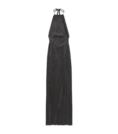 Balenciaga Metallic Halterneck Maxi Dress In Black