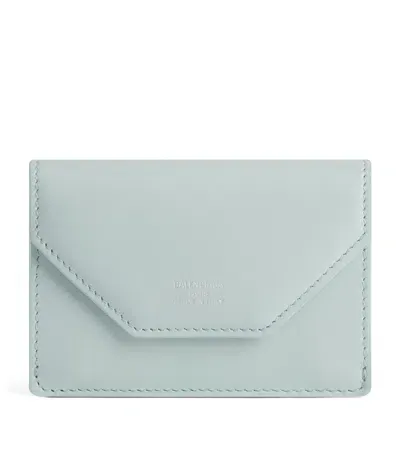 Balenciaga Mini Leather Envelope Wallet In Blue