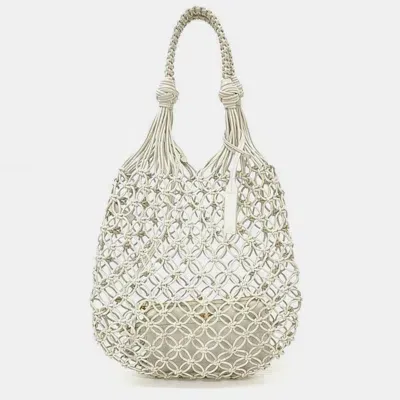 Pre-owned Balenciaga Miu Miu Woven Nappa Mash Bag In White