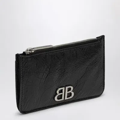 Balenciaga Monaco Card Case With Coin Purse In Black