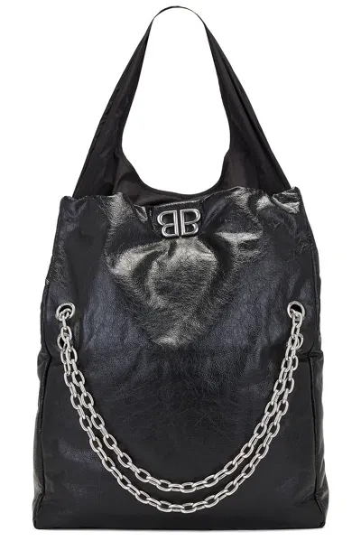 Balenciaga Monaco Large Chain Bag In Black & Black