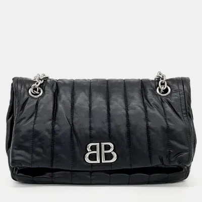 Pre-owned Balenciaga Monaco Small Chain Shoulder Bag In Black