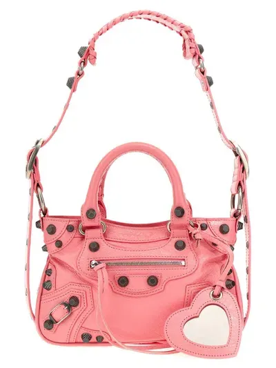 Balenciaga Neo Cagole Leather Bag In Pink