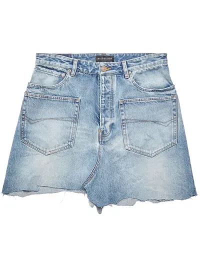 Balenciaga Organic Cotton Denim Mini Skirt In Blue