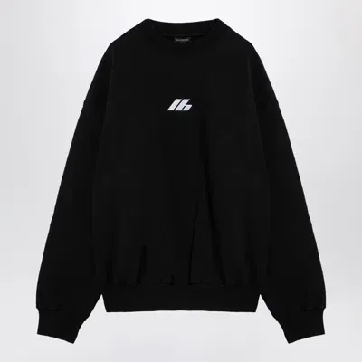 Balenciaga Oversized Black Cotton Sweatshirt With Logo